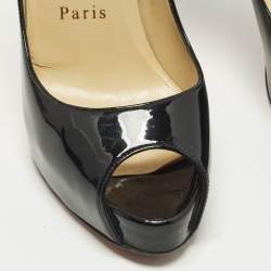 Pre Owned Christian Louboutin Very Prive Size 36 Black Patent Leather Platform Pumps