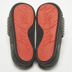 مملوكة مسبقًا حذاء كريستيان لوبوتان سبايك جلد أسود سهل الانزلاق مقاس 43