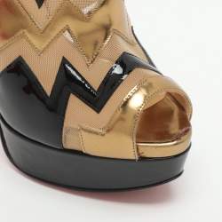 مملوكة مسبقًا حذاء بوت كريستيان لوبوتان زيجي شبكة بلون البيج وجلد لامع مقاس 36