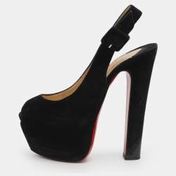مملوكة مسبقًا Christian Louboutin Tartarina 160 Size 36 Black Suede Slingback Pumps 