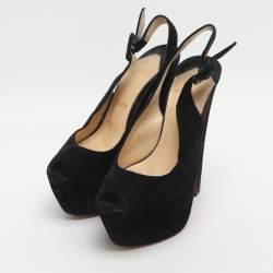مملوكة مسبقًا Christian Louboutin Tartarina 160 Size 36 Black Suede Slingback Pumps 