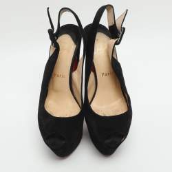 مملوكة مسبقًا Christian Louboutin Tartarina 160 Size 36 Black Suede Slingback Pumps 