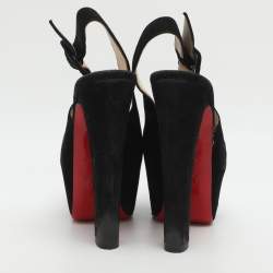 مملوكة مسبقًا Christian Louboutin Tartarina 160 Size 36 Black Suede Slingback Pumps 