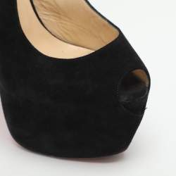 مملوكة مسبقًا Christian Louboutin Tartarina 160 Size 36 Black Suede Slingback Pumps 
