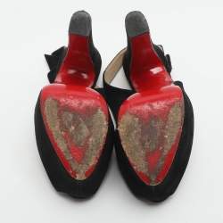 مملوكة مسبقًا Christian Louboutin Tartarina 160 Size 36 Black Suede Slingback Pumps 
