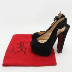 مملوكة مسبقًا Christian Louboutin Tartarina 160 Size 36 Black Suede Slingback Pumps 