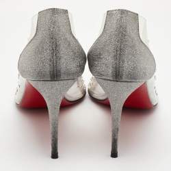Pre Owned Christian Louboutin Degrastrass Size 39 Transparent/Silver Leather and PVC Pumps