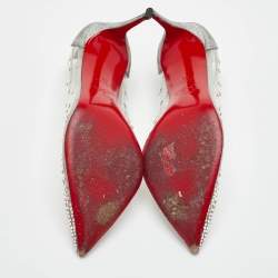 Pre Owned Christian Louboutin Degrastrass Size 39 Transparent/Silver Leather and PVC Pumps