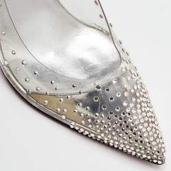 Pre Owned Christian Louboutin Degrastrass Size 39 Transparent/Silver Leather and PVC Pumps