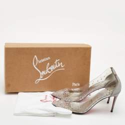 Pre Owned Christian Louboutin Degrastrass Size 39 Transparent/Silver Leather and PVC Pumps