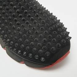 Pre Owned Christian Louboutin Spike Size 40 Black Neoprene Sock Slip On Sneakers