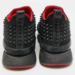 Pre Owned Christian Louboutin Spike Size 40 Black Neoprene Sock Slip On Sneakers