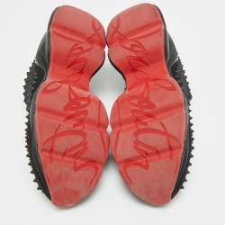 Pre Owned Christian Louboutin Spike Size 40 Black Neoprene Sock Slip On Sneakers