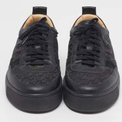 Pre Owned Christian Louboutin Happyrui Size 40 Black Leather, Rubber and Suede Low Top Sneakers