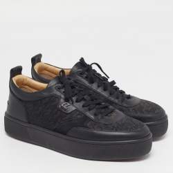 Pre Owned Christian Louboutin Happyrui Size 40 Black Leather, Rubber and Suede Low Top Sneakers