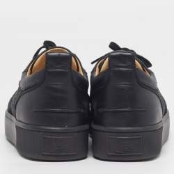 Pre Owned Christian Louboutin Happyrui Size 40 Black Leather, Rubber and Suede Low Top Sneakers