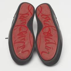 Pre Owned Christian Louboutin Happyrui Size 40 Black Leather, Rubber and Suede Low Top Sneakers