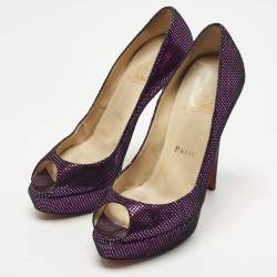 Pre Owned حذاء كعب عالي كريستيان لوبوتان فيري برايف جلد أسود مقاس 40.5