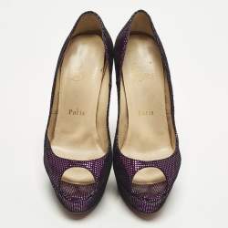 Pre Owned حذاء كعب عالي كريستيان لوبوتان فيري برايف جلد أسود مقاس 40.5