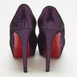 Pre Owned حذاء كعب عالي كريستيان لوبوتان فيري برايف جلد أسود مقاس 40.5