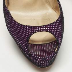 Pre Owned حذاء كعب عالي كريستيان لوبوتان فيري برايف جلد أسود مقاس 40.5