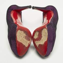 Pre Owned حذاء كعب عالي كريستيان لوبوتان فيري برايف جلد أسود مقاس 40.5