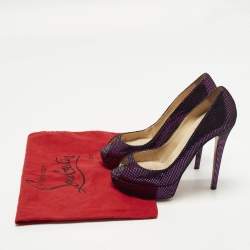 Pre Owned حذاء كعب عالي كريستيان لوبوتان فيري برايف جلد أسود مقاس 40.5