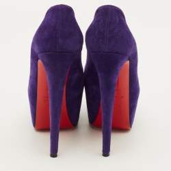 Pre Owned حذاء كعب عالي كريستيان لوبوتان دافوديل سويدي بنفسجي منصة مقاس 37