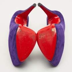 Pre Owned حذاء كعب عالي كريستيان لوبوتان دافوديل سويدي بنفسجي منصة مقاس 37