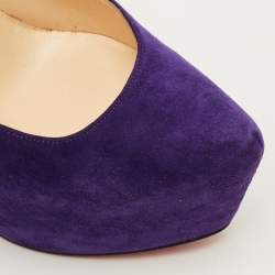 Pre Owned حذاء كعب عالي كريستيان لوبوتان دافوديل سويدي بنفسجي منصة مقاس 37