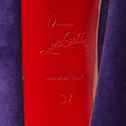 Pre Owned حذاء كعب عالي كريستيان لوبوتان دافوديل سويدي بنفسجي منصة مقاس 37