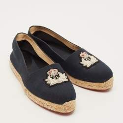 Pre Owned حذاء إسبادريل كريستيان لوبوتان فلات نانو أورليتو سويدي مثقب مقاس 36