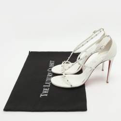 مملوكة مسبقًا Christian Louboutin Riojana Spikes Size 38.5 White Leather Sandals 