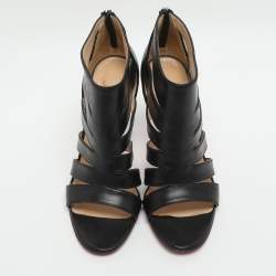 Pre Owned Christian Louboutin Beauty K Size 38.5 Black Leather Caged Sandals