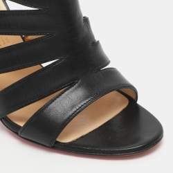 Pre Owned Christian Louboutin Beauty K Size 38.5 Black Leather Caged Sandals