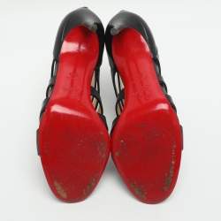 Pre Owned Christian Louboutin Beauty K Size 38.5 Black Leather Caged Sandals