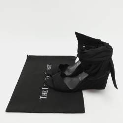 Pre Owned صندل كريستيان لوبوتان ميليدس دي ديزرت ساتان أسود بكعب إسفين مقاس 39