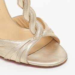 Pre Owned صندل كريستيان لوبوتان حزام تي من الجلد الذهبي مقاس 38