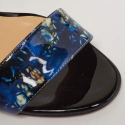 Pre Owned Christian Louboutin runana Size 40 Multicolor Patent Leather Ankle Strap Sandals