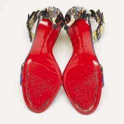 Pre Owned Christian Louboutin runana Size 40 Multicolor Patent Leather Ankle Strap Sandals