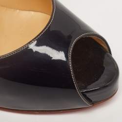 مملوكة مسبقًا حذاء كعب عالى كريستيان لوبوتان فيري بريفي جلد لامع  بدرجتين بيج وأسود منصة مقدمة مفتوحة مقاس 39