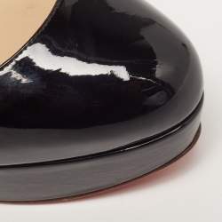Pre Owned Christian Louboutin Bianca Size 38.5 Black Patent Leather Platform Pumps
