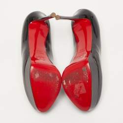 Pre Owned Christian Louboutin Bianca Size 38.5 Black Patent Leather Platform Pumps