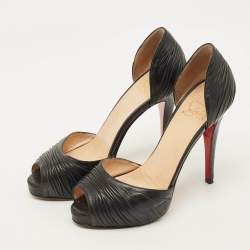 Pre Owned حذاء كريستيان لوبوتان أرماديلو دورسي جلد أسود مقاس 39