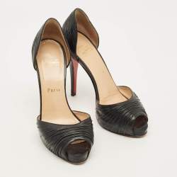 Pre Owned حذاء كريستيان لوبوتان أرماديلو دورسي جلد أسود مقاس 39