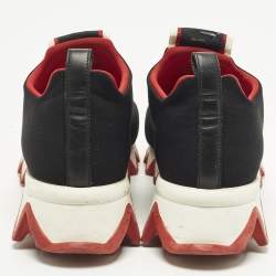 Pre Owned Christian Louboutin Tiketa Size 36 Black Leather and Neoprene Slip On Sneakers