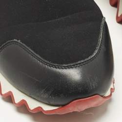 Pre Owned Christian Louboutin Tiketa Size 36 Black Leather and Neoprene Slip On Sneakers