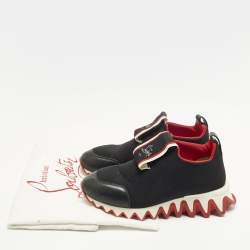 Pre Owned Christian Louboutin Tiketa Size 36 Black Leather and Neoprene Slip On Sneakers