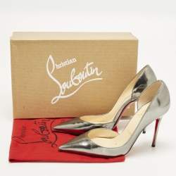 مملوكة مسبقًا حذاء كعب عالي كريستيان لوبوتان "إريزا" جلد رمادي داكن دورسي مقدمة مدببة مقاس 36.5