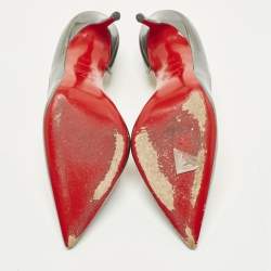 مملوكة مسبقًا حذاء كعب عالي كريستيان لوبوتان "إريزا" جلد رمادي داكن دورسي مقدمة مدببة مقاس 36.5